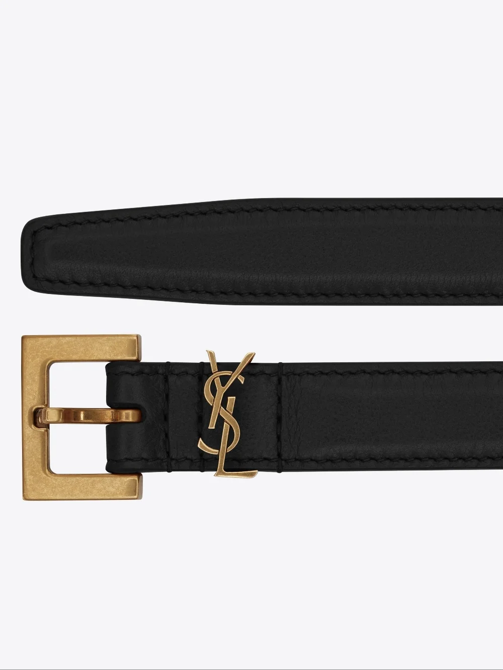 Brand New! YSL Saint Laurent CASSANDRE Thin Belt Smooth Leather BLACK Calfskin - Picture 9 of 14